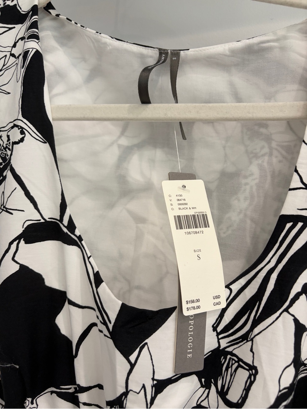New NWT Anthropologie Somerset Black and White Floral Maxi Dress small - Picture 3 of 4